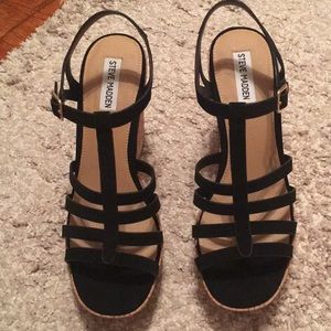 NWOT Steve Madden Black Wedges sz 9.5